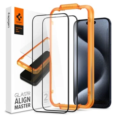 Afbeelding van Spigen iPhone 15 Pro screenprotector Full Cover glas 2 Pack