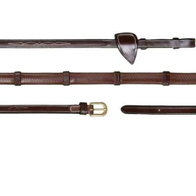 Image de Dyon Rênes Rubber 1/2 avec Arrêts Cuir Noir Cob