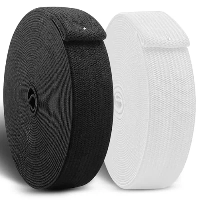 Afbeelding van CZ Store® Elastisch naaiwerk 10 meter (11 yards)Breedte 25 mm✮✮✮✮ Elastische band voor kleding/broek/pruik Zwart en wit elastiekSet van 2