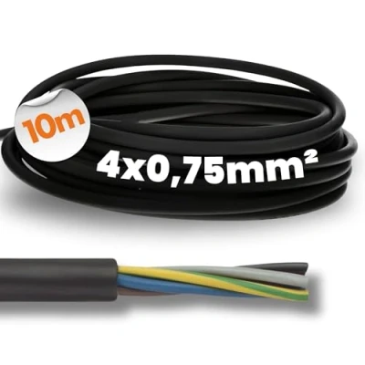 Afbeelding van 10 meter Lapp 16002583 H05RN F 4x0,75 mm² flexibele rubberen kabel I UV bestendig robuust oliebestendig dunne 4G0,75 zwart met aardgeleider voor draagbare apparaten en elektrische decoratie