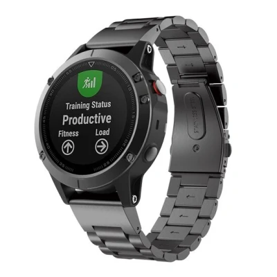 Afbeelding van Stalen schakelband Zwart Garmin Fenix 7X / 6X 5X