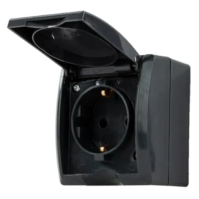 Afbeelding van REV AquaForm 0007031900 stopcontact voor vochtige ruimtes, IP44, tweepolig, opbouwmontage, antraciet
