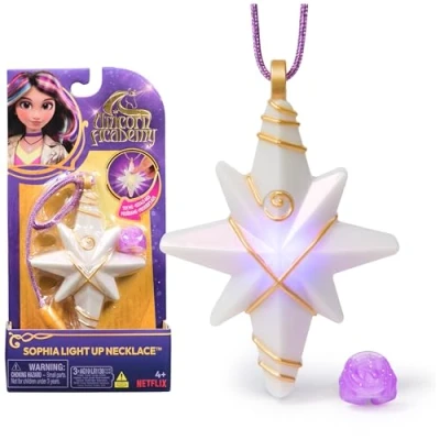 Afbeelding van Unicorn Academy, Sophia&#039;s lichtgevende halsketting en glitterring voor rollenspellen verkleden, poppen eenhoornspeelgoed