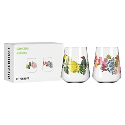 Afbeelding van RITZENHOFF 2932001 Universele glazen, 500 ml, serie Sommertau Allround, bloemenstijl, meerkleurig, Made in Germany