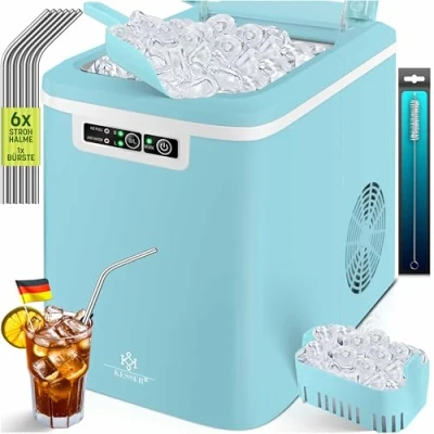 Afbeelding van KESSER® IJsblokjesmaker Roestvrij Staal Ice Maker IJsmaker 12 kg 24 uur Bereiding in 7 min Waterreservoir van 2,2 liter 2 formaten ijsblokjes LED display Zelfreinigende functie Zilver