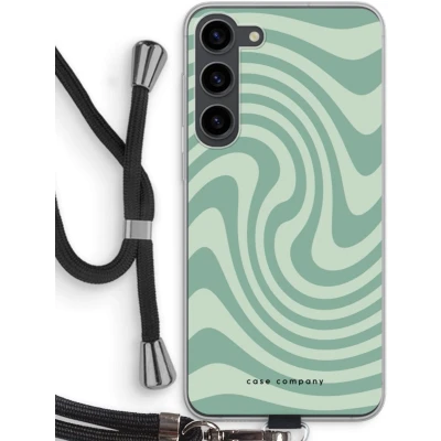 Afbeelding van Case Company® hoesje met Koord geschikt voor Samsung Galaxy S23 Plus Swirl Groen Telefoonhoesje Zwart Bescherming aan alle Kanten en Over de Schermrand