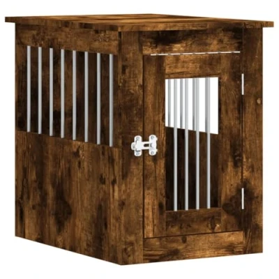 Afbeelding van Hondenbench 45x62x59 cm bewerkt hout gerookt eikenkleurig