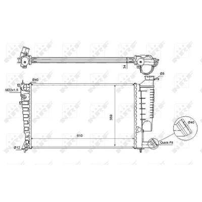 Afbeelding van NRF 54715 Radiateur Aluminium 610 358 16 Met afdichtring Koelribben gesoldeerd PEUGEOT: 306 Convertible, Hatchback, 307 CC
