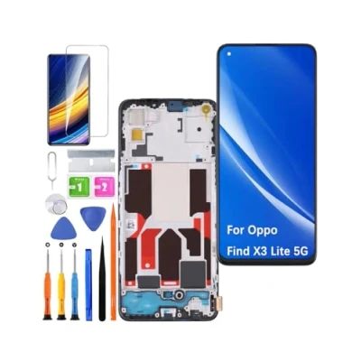 Afbeelding van HLYGZX Écran de rechange pour Oppo Find X3 Lite 5G LCD TFT, CPH2145 Kit pièces réparation (noir avec cadre, sans empreintes digitales)