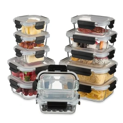 Afbeelding van Relaxdays meal prep bakjes met deksel glas set van 12 5 groottes luchtdicht