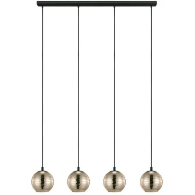 Afbeelding van Eglo Verlichting Hanglamp Lemorieta 4L zwart/goud