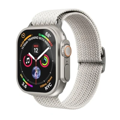 Afbeelding van Vonmählen Woven Loop bandje voor de Apple Watch 44/45/46/49 mm Cream