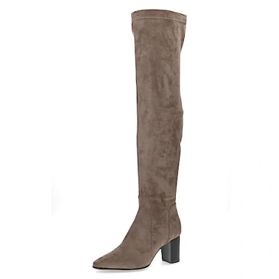 Afbeelding van Caprice Overknee laarzen, Dames, Maat: 38, Taupe stretch Textiel