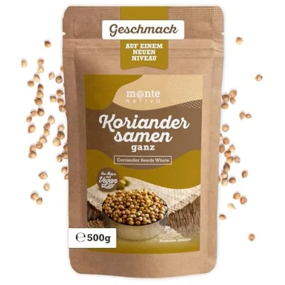 Image de Coriandre Graine Monte Nativo (500g) de séchées Épices aromatiques avec soin, idéales pour Cuisiner et Assaisonner Arôme Goût intenses