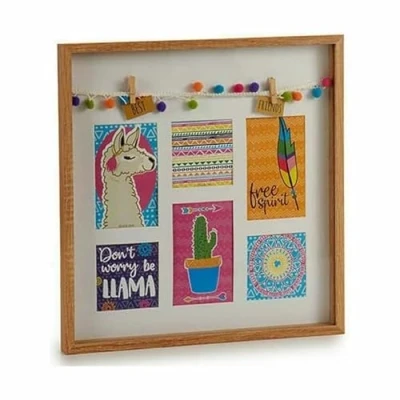 Afbeelding van Muurfotlijst Kwastjes Lama Multicolour Hout 40,5 x 3 cm (6 Stuks)