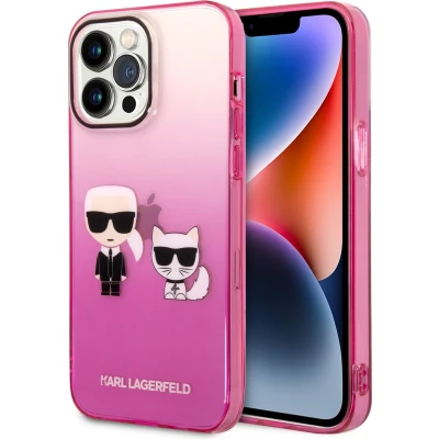 Afbeelding van iPhone 14 Pro Max Backcase hoesje Karl Lagerfeld Effen Roze TPU (Zacht)