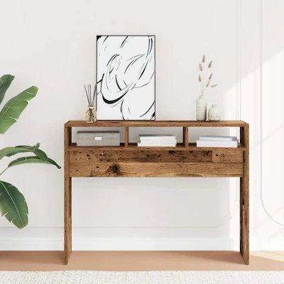 Afbeelding van vidaXL Wandtafel 105x30x80 cm bewerkt hout oud houtkleurig