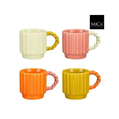 Afbeelding van Mica Lizzy Mok Oranje Geel Roze Lichtgroen L11Xb8Xh8Cm 4 Assortiment Prijs Per Stuk Assorti