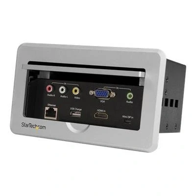 Image de StarTech.com Boîtier de connexion pour table réunion HDMI / VGA Mini DP vers sortie avec port USB à charge rapide plaque murale
