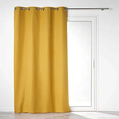 Afbeelding van Wicotex Gordijnen Kant en klaar Met ringen Verduisterend 140x260cm Kleur Geel