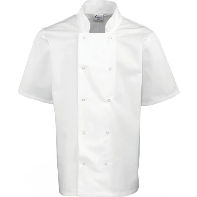 Afbeelding van Premier Studded Front Short Sleeve Chef&#039;s Jacket PR664 White