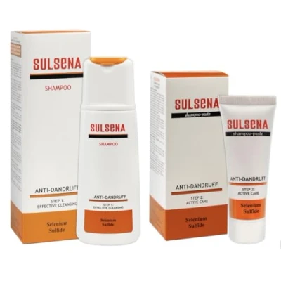 Afbeelding van SULSENA DUO SET DIEP REINIGENDE EFFECTIEVE ANTIROOS SHAMPOO met SELENIUM SULFIDE 150ml + ANTI ROOS PASTA EXPRESS ACTIEVE CARE 75ml voor ELK Haartype MAN en VROUW 225ml