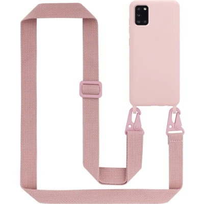 Afbeelding van Cadorabo Mobiele telefoon ketting geschikt voor Samsung Galaxy A31 in LIQUID ROZE Silicone beschermhoes met lengte verstelbare koord riem
