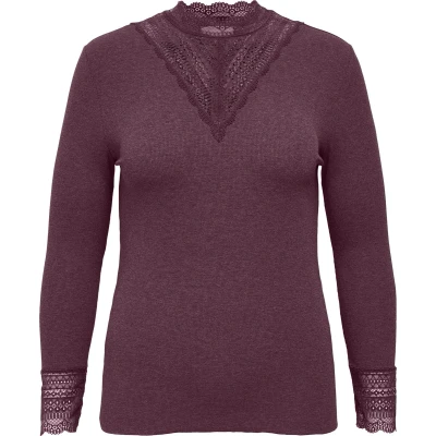 Afbeelding van ONLY CARMAKOMA CARTILDE RIB LACE L/S TOP JRS NOOS Dames Tops