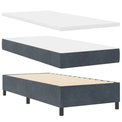Afbeelding van vidaXL Boxspring Bed met Matras &amp; Bank Donkergrijs 100x200 cm Fluweel