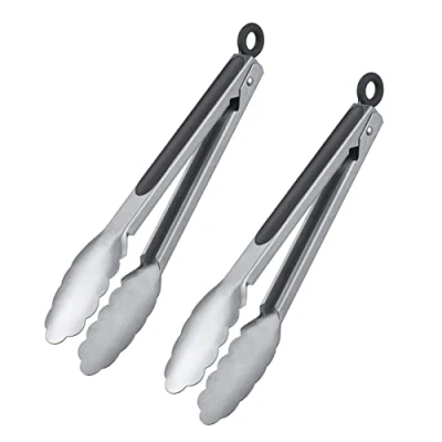 Afbeelding van Westmark 27,5 cm roestvrijstalen en plastic klassieke speciale midi barbecuetang, set van 2, zilver / zwart