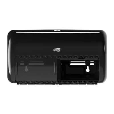 Afbeelding van Toiletpapierdispenser Tork T4 Elevation twin verticaal zwart 557008