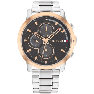 Afbeelding van Tommy Hilfiger TH1792050 Heren Horloge Jameson Mineraalglas Staal Rosé goudkleurig/Zilverkleurig 46 mm breed Quartz Vouw/Vlindersluiting