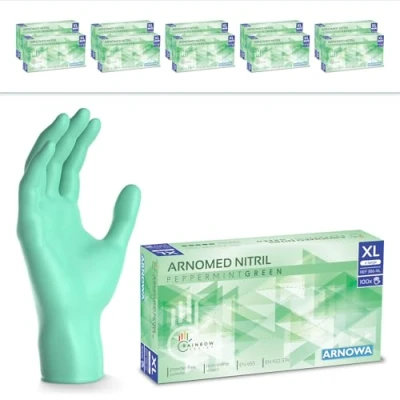Afbeelding van ARNOMED Groene wegwerphandschoenen, nitril handschoenen, maat XL, wegwerphandschoen 2000 stuks (20 dozen), poedervrij en latexvrij, wegwerphandschoenen in XS, S, M, L XL