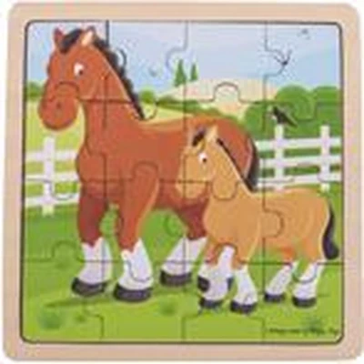 Afbeelding van Bigjigs Toys Houten Puzzel &#039;Paard en Veulen&#039; (16st.)