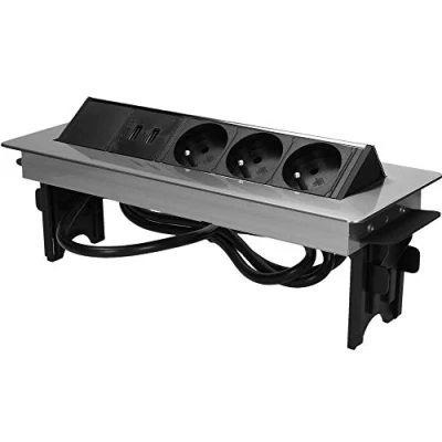 Afbeelding van ORNO AE 1364 Stekkerdoos, inbouwbaar, met USB, 3 stopcontacten, 2 x 3680 W, 1,8 m kabel