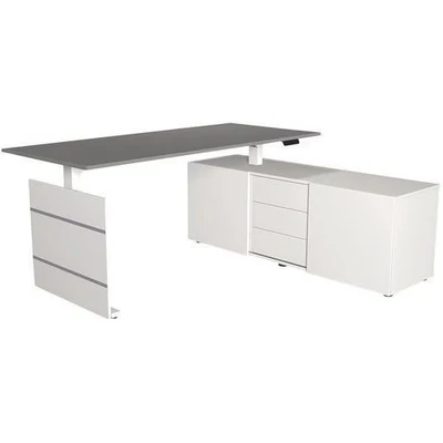 Afbeelding van Zit sta bureau Move 3 grijs 180cm elektrisch met archiefkast