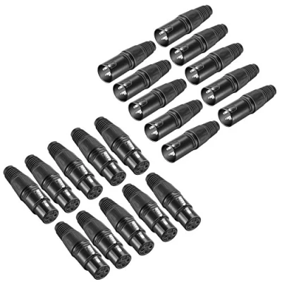 Image de Neewer Micro Serpent Connecteur de Chargeur à 3 Broches XLR 20pcs Prise Audio Microphone avec Câble 10 Connecteurs Mâles et Femelles, en Alliage Zinc