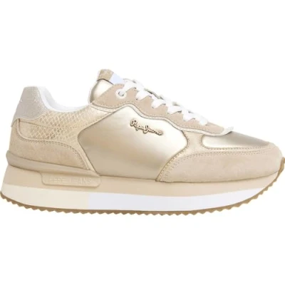 Afbeelding van Pepe Jeans Rusper Shine Sneakers laag, Dames, Maat: 37, Sand beige Leer en imitatieleer