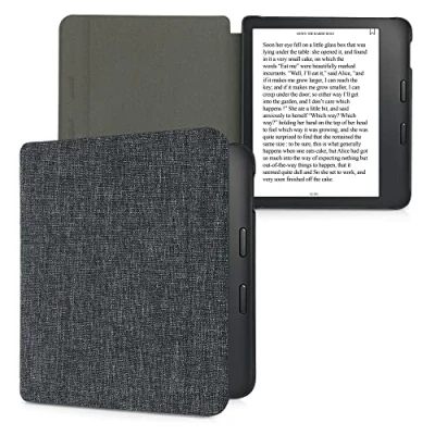 Afbeelding van kwmobile hoes geschikt voor Kobo Libra 2 Stoffen beschermhoes e reader in donkergrijs