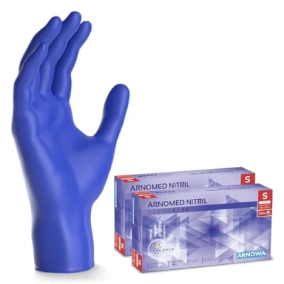 Afbeelding van ARNOMED Oceaanblauwe wegwerphandschoenen, nitril handschoenen, maat S, wegwerphandschoen 200 stuks (2 dozen), poedervrij en latexvrij, wegwerphandschoenen in M, L XL