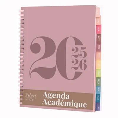 Afbeelding van Rileys Academische weekplanner 2024 2025, 18 maanden, flexibele kaft en dubbele spiraalbinding, 20 x 15 cm, roze