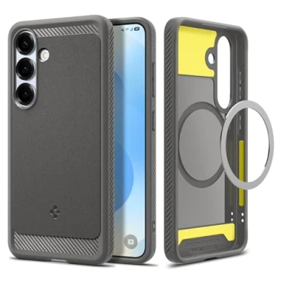 Afbeelding van Spigen Hoesje Geschikt voor Samsung Galaxy S25 Plus Siliconen Rugged Armor Magsafe grijs