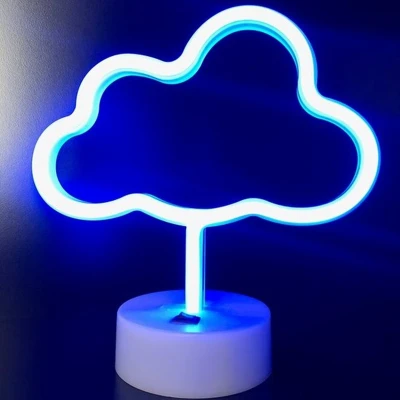 Afbeelding van LED Neon Tafellamp &quot;Wolk&quot;, Op Batterijen en USB, 22x10x23cm, Blauw