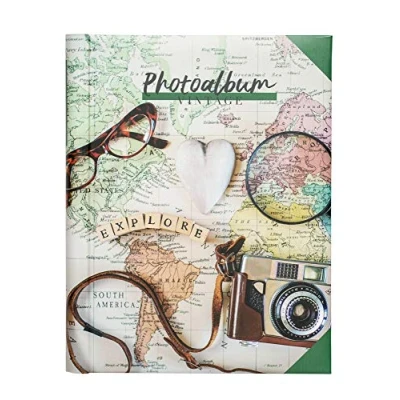 Afbeelding van Grupo Erik Traditioneel fotoalbum Travel Vintage 24 x 32 cm met zelfklevende pagina&#039;s en harde kaft omslag, blanco