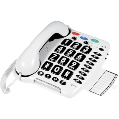 Afbeelding van Geemarc CL100 Bekabelde telefoon met geluid en volumeregeling, extra grote toetsen one touch geheugen, compatibel gehoorapparaten, lage tot gemiddelde geluidsontwikkeling, UK versie