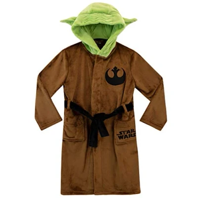 Afbeelding van Star Wars Badjas, ochtendjas voor jongens, Yoda, fleece badjas kinderen, Bruin
