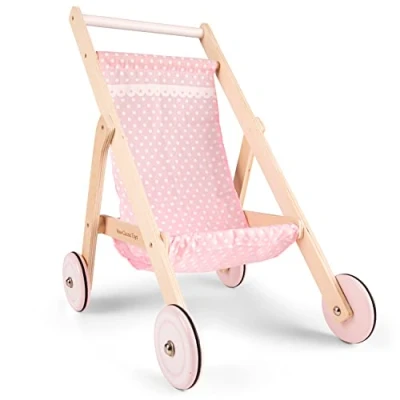 Afbeelding van New Classic Toys Houten Speelgoed Poppenwagen Duwhoogte 51 centimeter