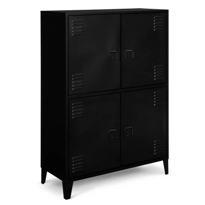 Image de Armoire ESTER 4 portes métal noir design industriel