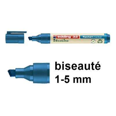 Image de Edding EcoLine 32 marqueur pour chevalet (1 5 mm biseauté) bleu