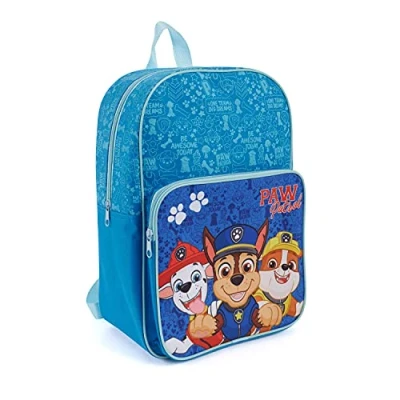 Afbeelding van PERLETTI Paw Patrol Blauwe rugzak voor kinderen, Patrol, schooltas, kleuterschool, basisschool, met voorvak jongens, lichte reizen, vrije tijd, uitstapjes 36 x 24